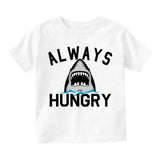 Always Hungry Shark Infant Baby Boys Short Sleeve T-Shirt White