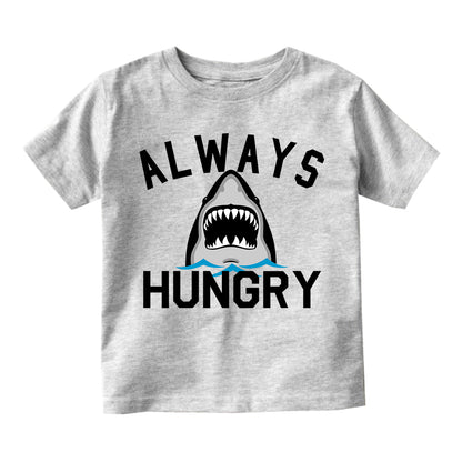 Always Hungry Shark Toddler Boys Short Sleeve T-Shirt Grey