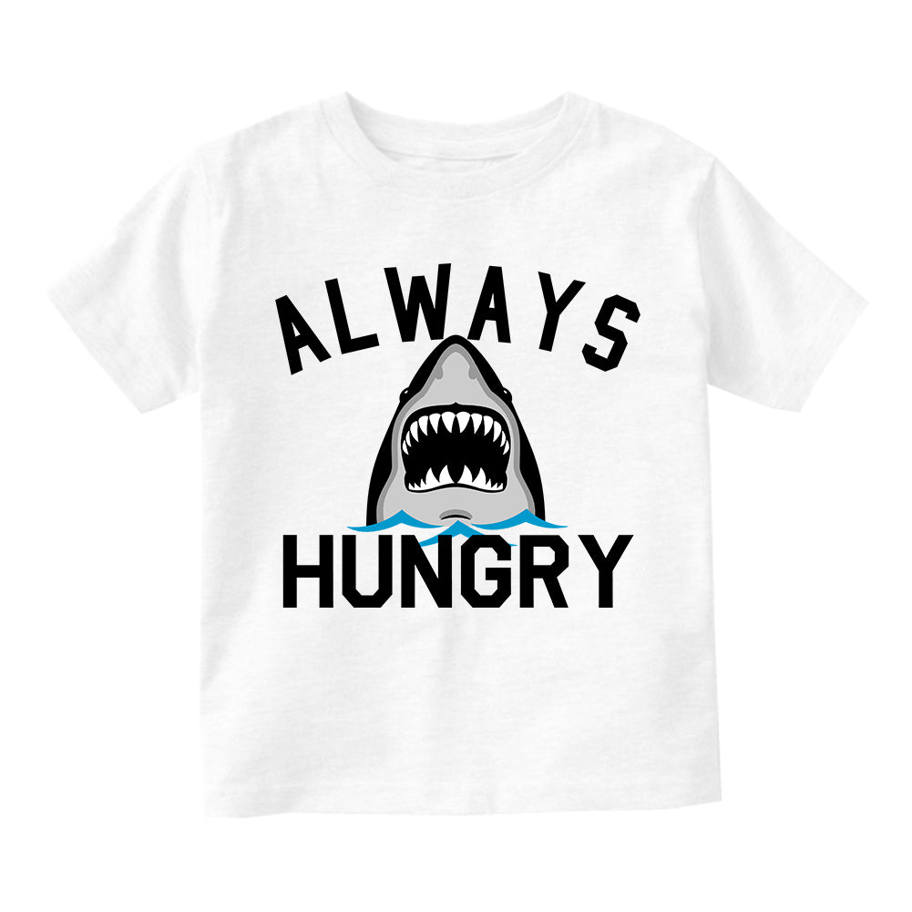 Always Hungry Shark Toddler Boys Short Sleeve T-Shirt White