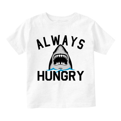 Always Hungry Shark Toddler Boys Short Sleeve T-Shirt White