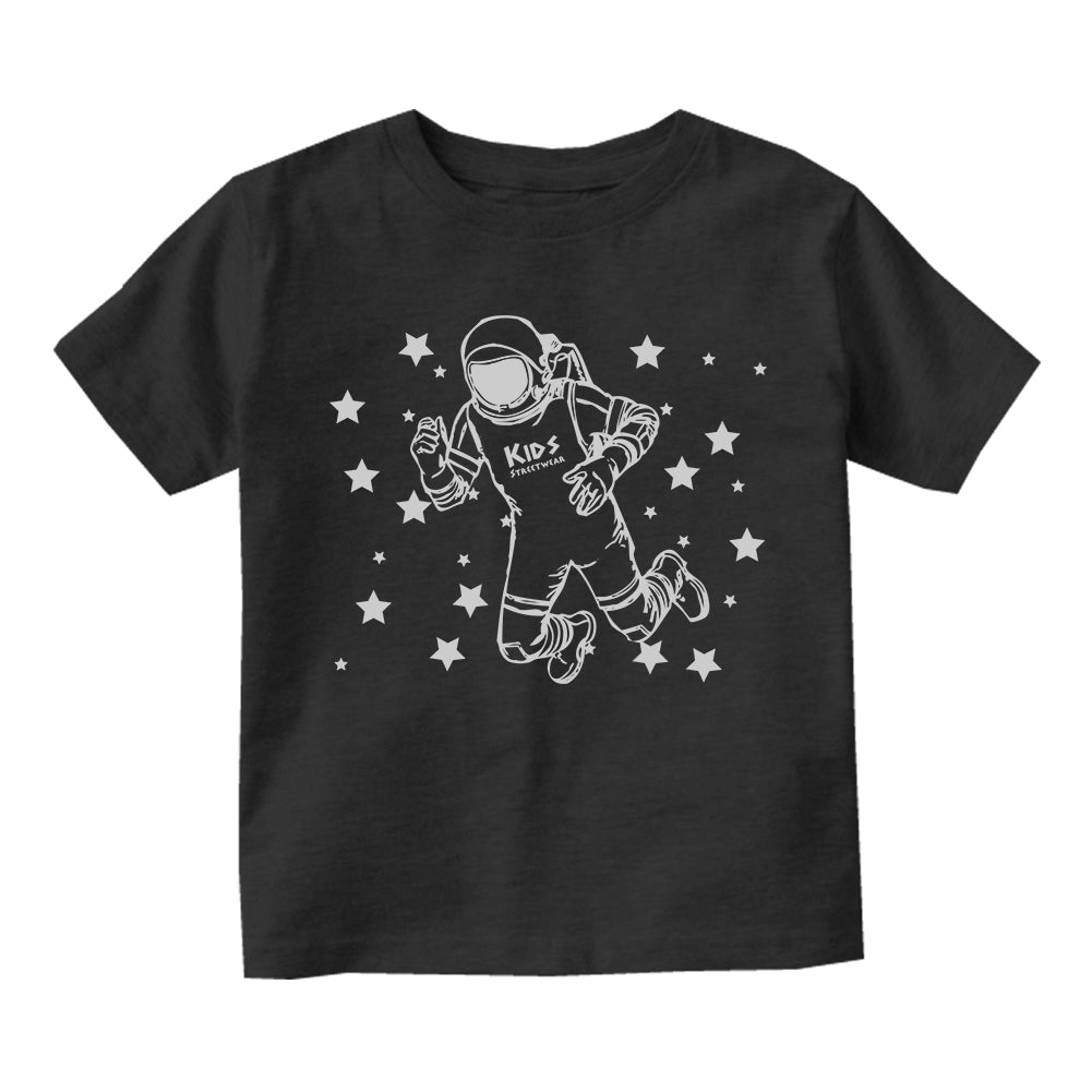 Astronaut In Outerspace Infant Baby Boys Short Sleeve T-Shirt Black