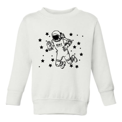 Astronaut In Outerspace Toddler Boys Crewneck Sweatshirt White