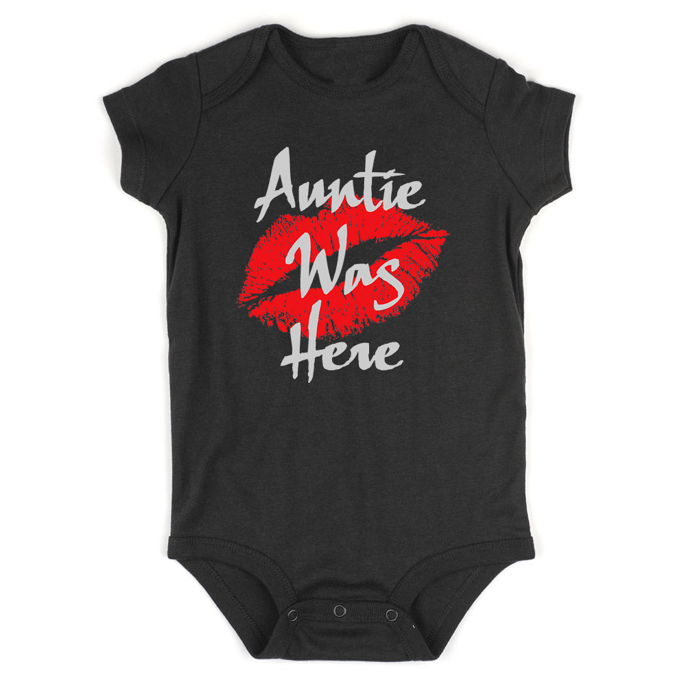 Auntie Was Here Baby Bodysuit One Piece Black