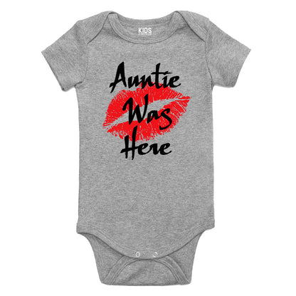 Auntie Was Here Baby Bodysuit One Piece Grey