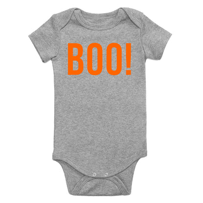 BOO Orange Halloween Infant Baby Boys Bodysuit Grey