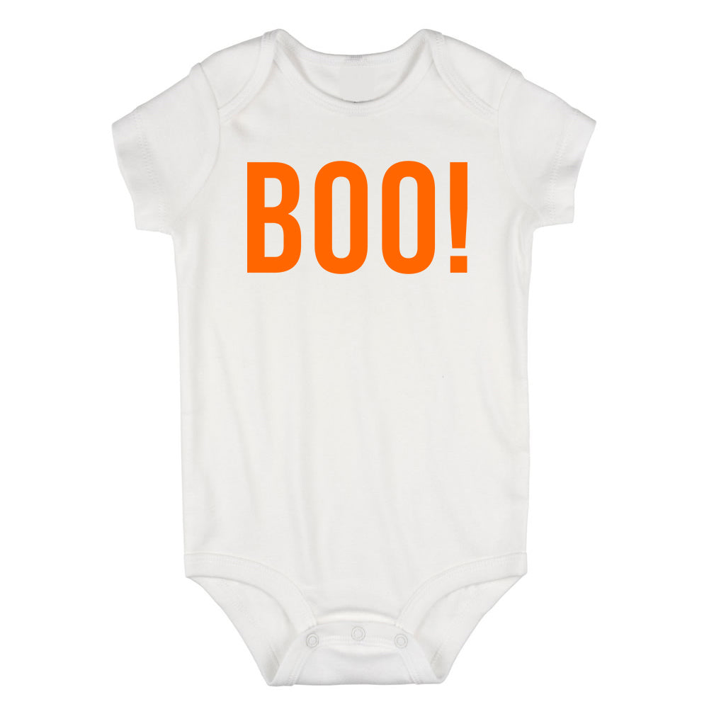 BOO Orange Halloween Infant Baby Boys Bodysuit White