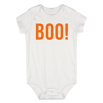 BOO Orange Halloween Infant Baby Boys Bodysuit White