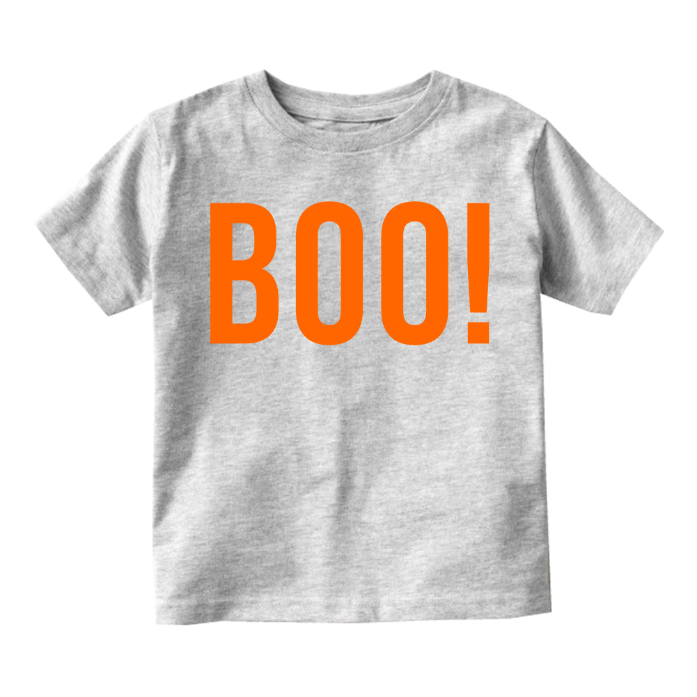 BOO Orange Halloween Infant Baby Boys Short Sleeve T-Shirt Grey