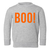 BOO Orange Halloween Toddler Boys Crewneck Sweatshirt Grey