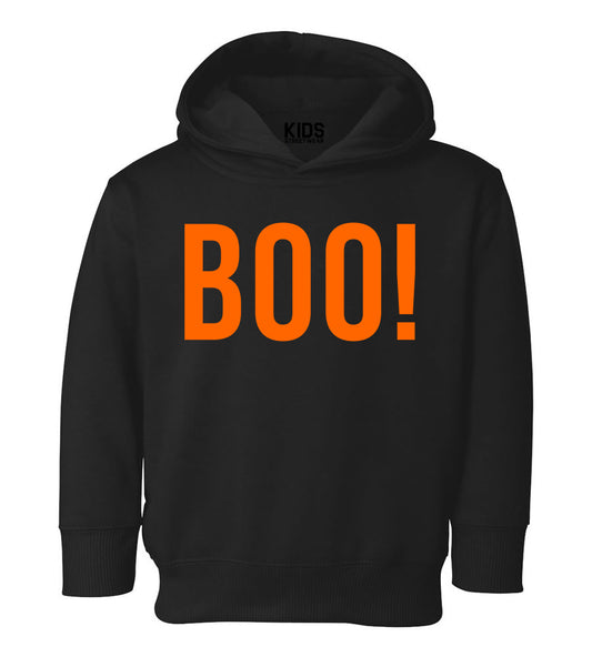 BOO Orange Halloween Toddler Boys Pullover Hoodie Black