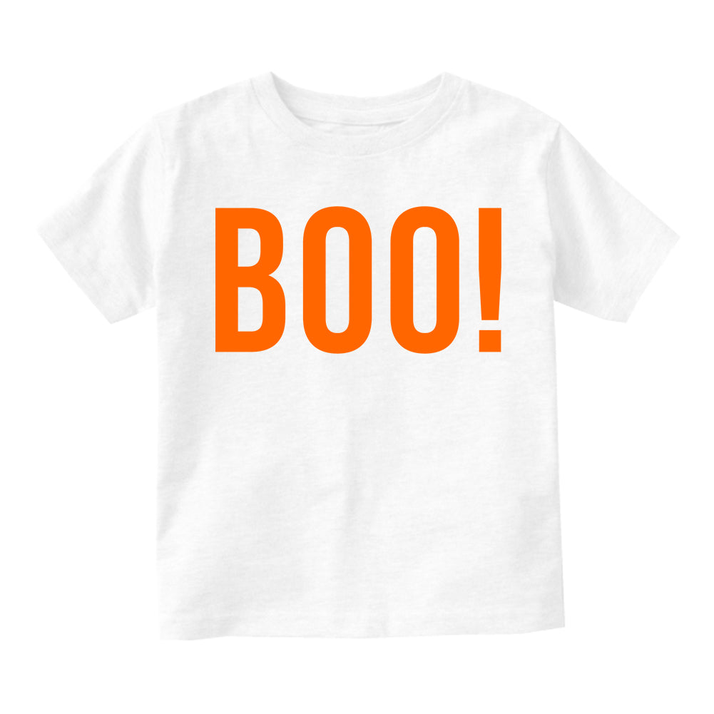 BOO Orange Halloween Toddler Boys Short Sleeve T-Shirt White