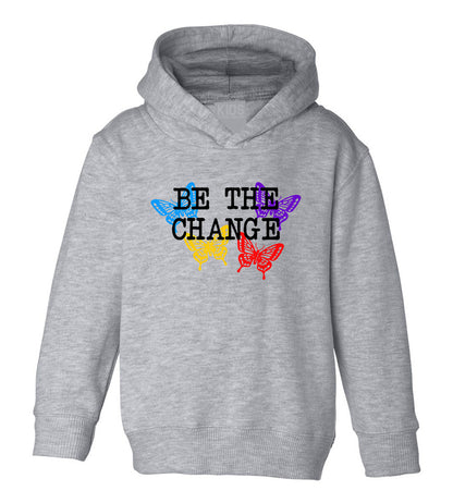 Be The Change Butterfly Toddler Boys Pullover Hoodie Grey