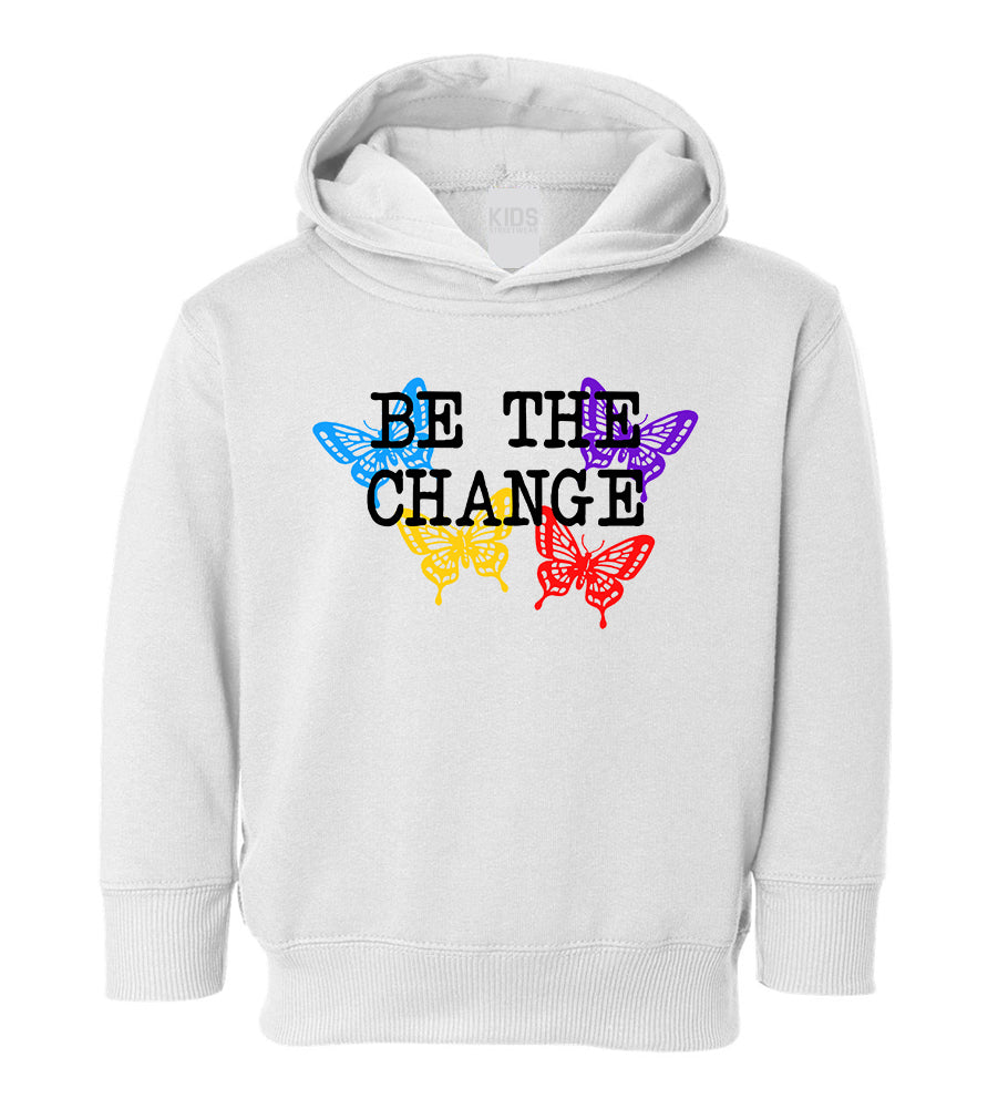 Be The Change Butterfly Toddler Boys Pullover Hoodie White