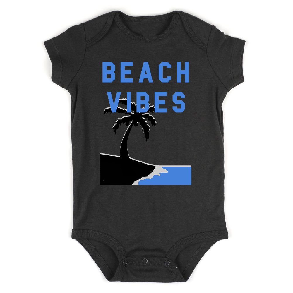 Beach Vibes Palm Tree Infant Baby Boys Bodysuit Black