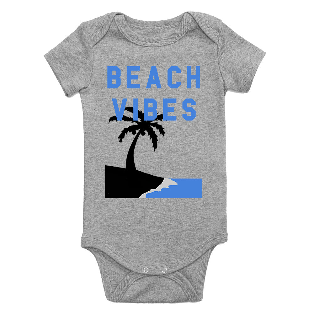 Beach Vibes Palm Tree Infant Baby Boys Bodysuit Grey