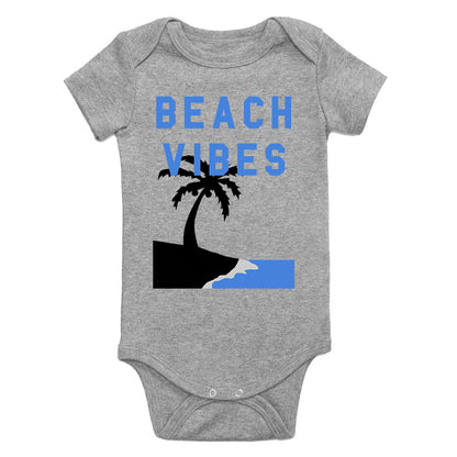 Beach Vibes Palm Tree Infant Baby Boys Bodysuit Grey