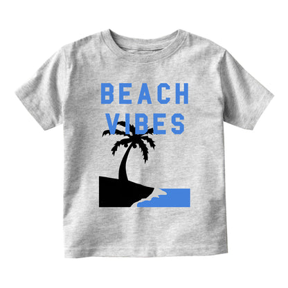 Beach Vibes Palm Tree Infant Baby Boys Short Sleeve T-Shirt Grey