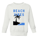 Beach Vibes Palm Tree Toddler Boys Crewneck Sweatshirt White