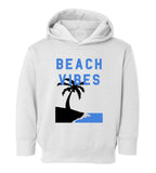 Beach Vibes Palm Tree Toddler Boys Pullover Hoodie White