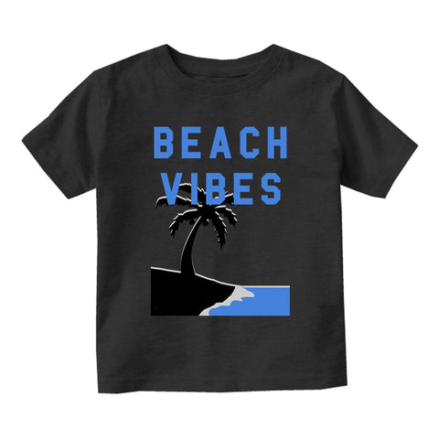 Beach Vibes Palm Tree Toddler Boys Short Sleeve T-Shirt Black