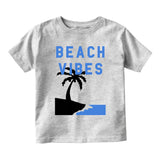 Beach Vibes Palm Tree Toddler Boys Short Sleeve T-Shirt Grey