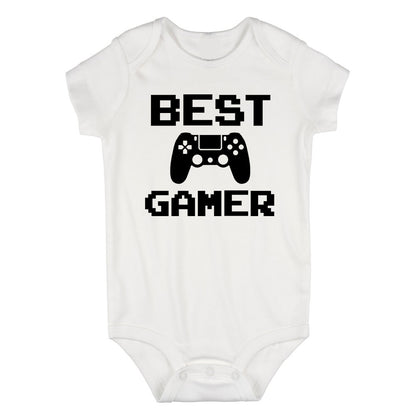 Best Gamer Infant Baby Boys Bodysuit White