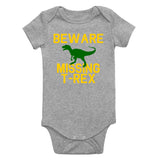 Beware Missing T Rex Funny Dinosaur Infant Baby Boys Bodysuit Grey