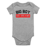 Big Boy Big Dreams Infant Baby Boys Bodysuit Grey