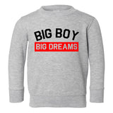 Big Boy Big Dreams Toddler Boys Crewneck Sweatshirt Grey