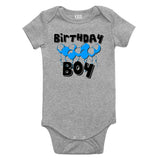 Birthday Boy Balloons 1st One Baby Bodysuit One Piece Grey