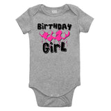 Birthday Girl Pink Balloons 1st One Baby Bodysuit One Piece Grey