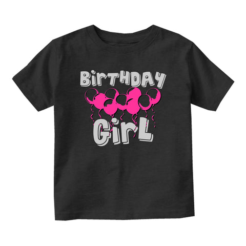 Birthday Girl Pink Balloons 1st One Baby Infant Short Sleeve T-Shirt Black