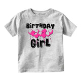 Birthday Girl Pink Balloons 1st One Baby Toddler Short Sleeve T-Shirt Grey