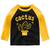 Black Yellow Cactus Plant Pot RM Toddler Boys Raglan Long Sleeve Shirt