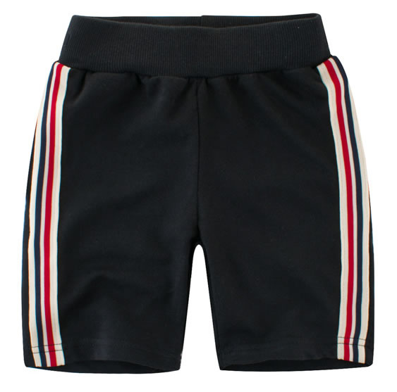 Black Multi Striped Streetwear Toddler Boys Shorts