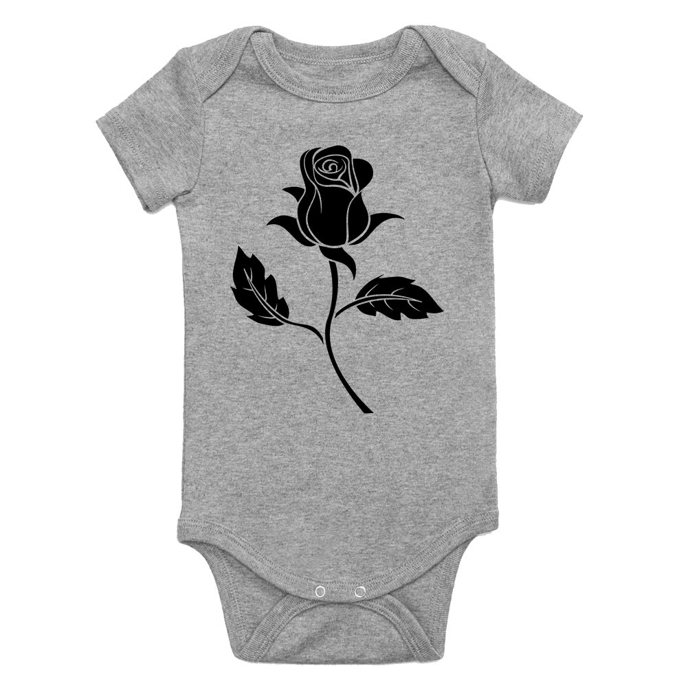 Black Single Rose Infant Baby Boys Bodysuit Grey