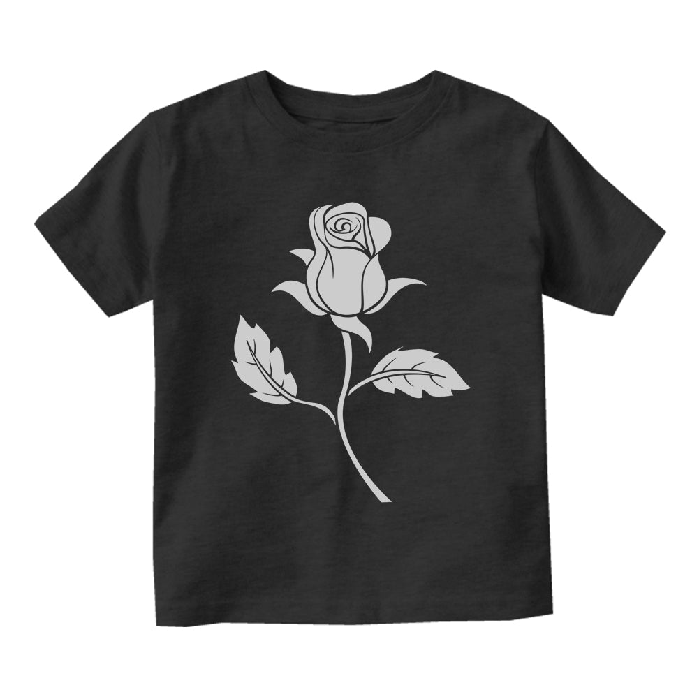 Black Single Rose Infant Baby Boys Short Sleeve T-Shirt Black