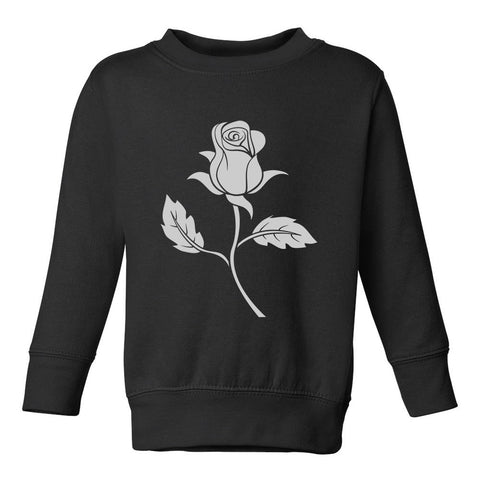 Black Single Rose Toddler Boys Crewneck Sweatshirt Black