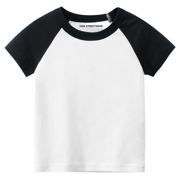 Black Toddler Boys Blank Short Sleeve Baseball Raglan T-Shirt