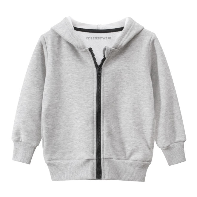 Grey Blank Toddler Boys Fleece Zip Up Hoodie