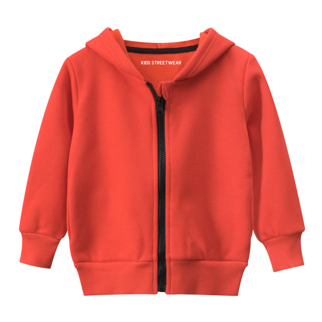 Red Orange Blank Toddler Boys Fleece Zip Up Hoodie