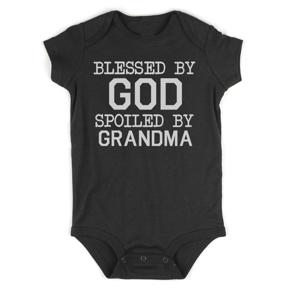 Blessed By God Spoiled By Grandma Infant Baby Boys Bodysuit Black