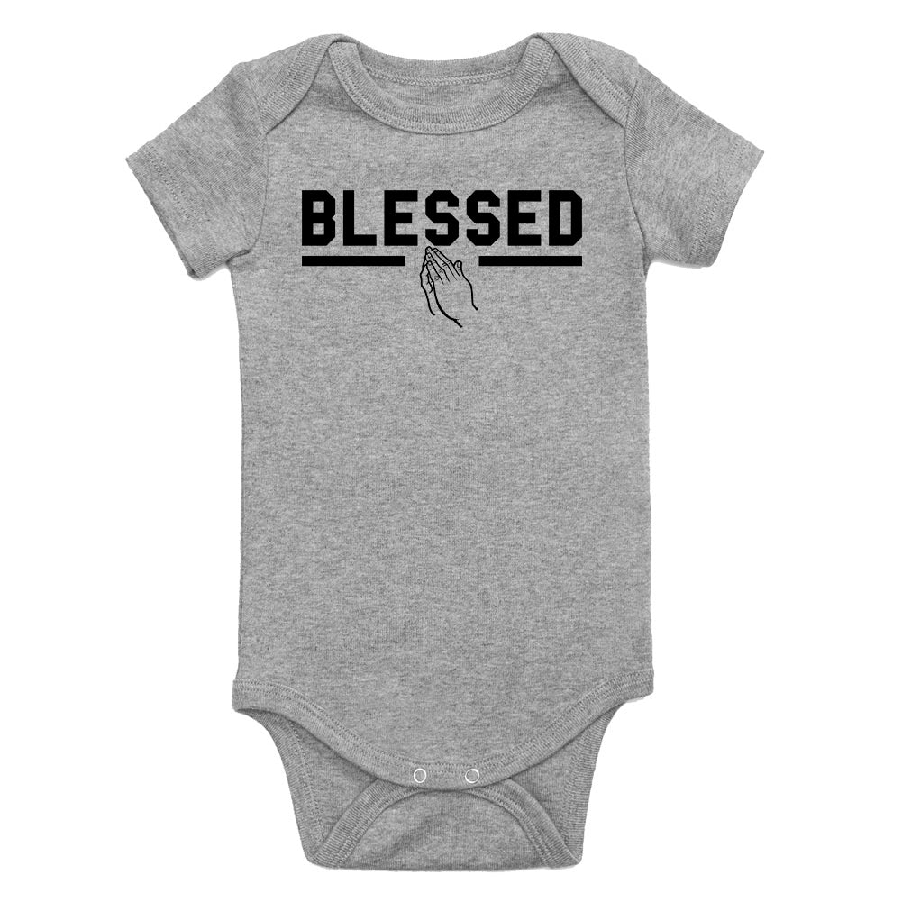 Blessed Praying Hands Infant Baby Boys Bodysuit Grey