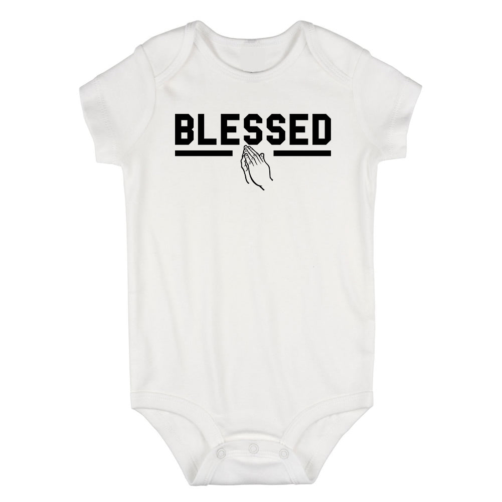 Blessed Praying Hands Infant Baby Boys Bodysuit White