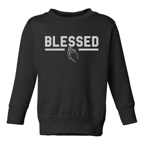 Blessed Praying Hands Toddler Boys Crewneck Sweatshirt Black