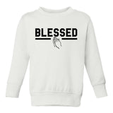 Blessed Praying Hands Toddler Boys Crewneck Sweatshirt White