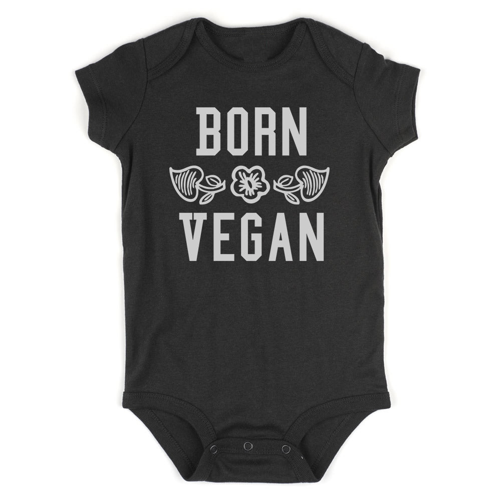 Born Vegan Leaves Baby Bodysuit One Piece Black