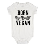 Born Vegan Leaves Baby Bodysuit One Piece White