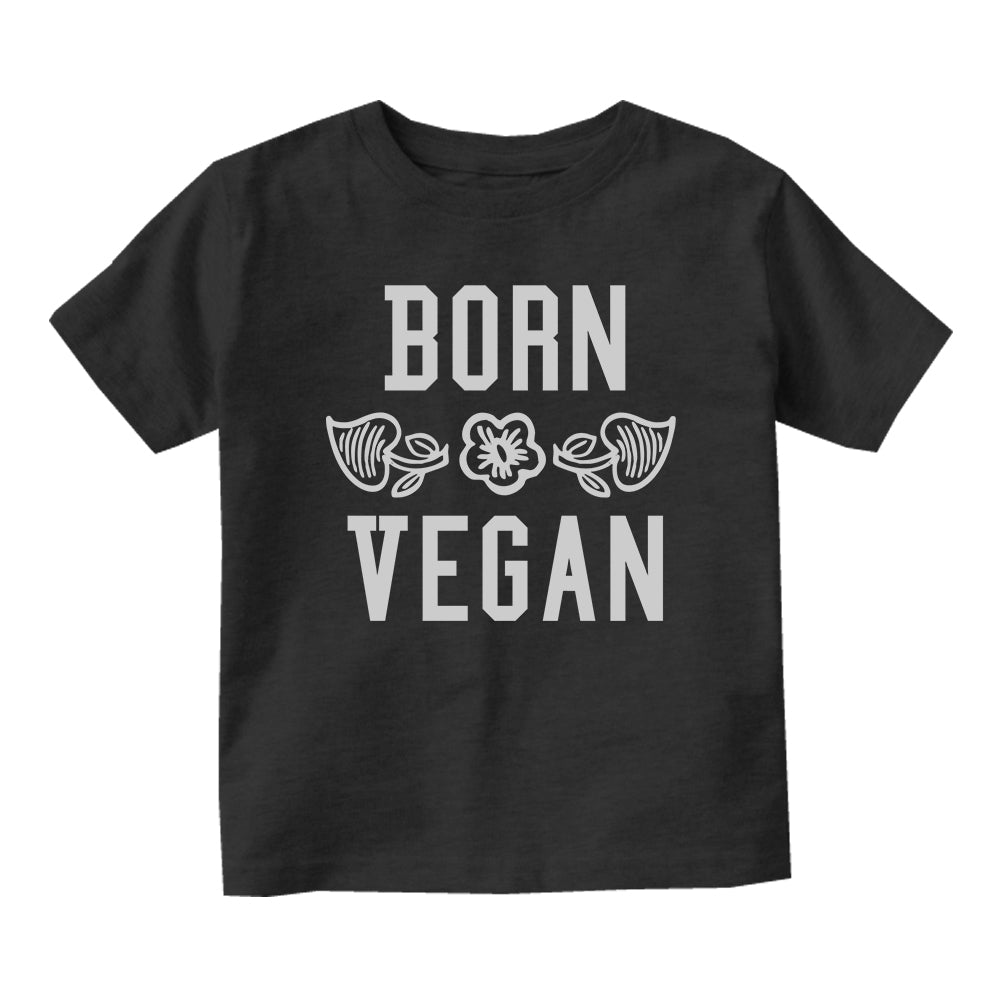 Born Vegan Leaves Baby Infant Short Sleeve T-Shirt Black
