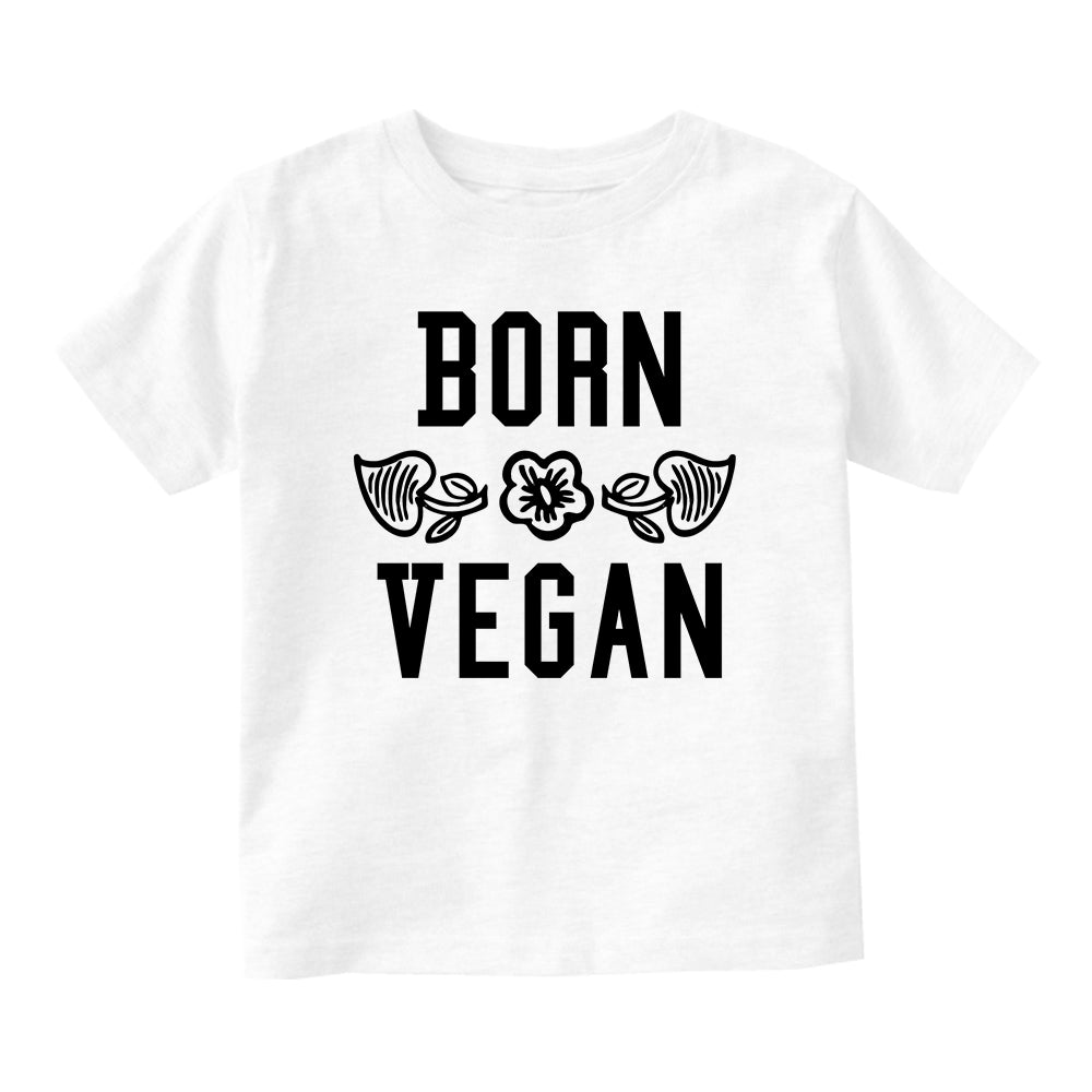 Born Vegan Leaves Baby Toddler Short Sleeve T-Shirt White